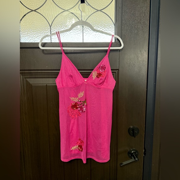 Y2K 2000s Victoria's Secret Fuchsia Sequin Slip